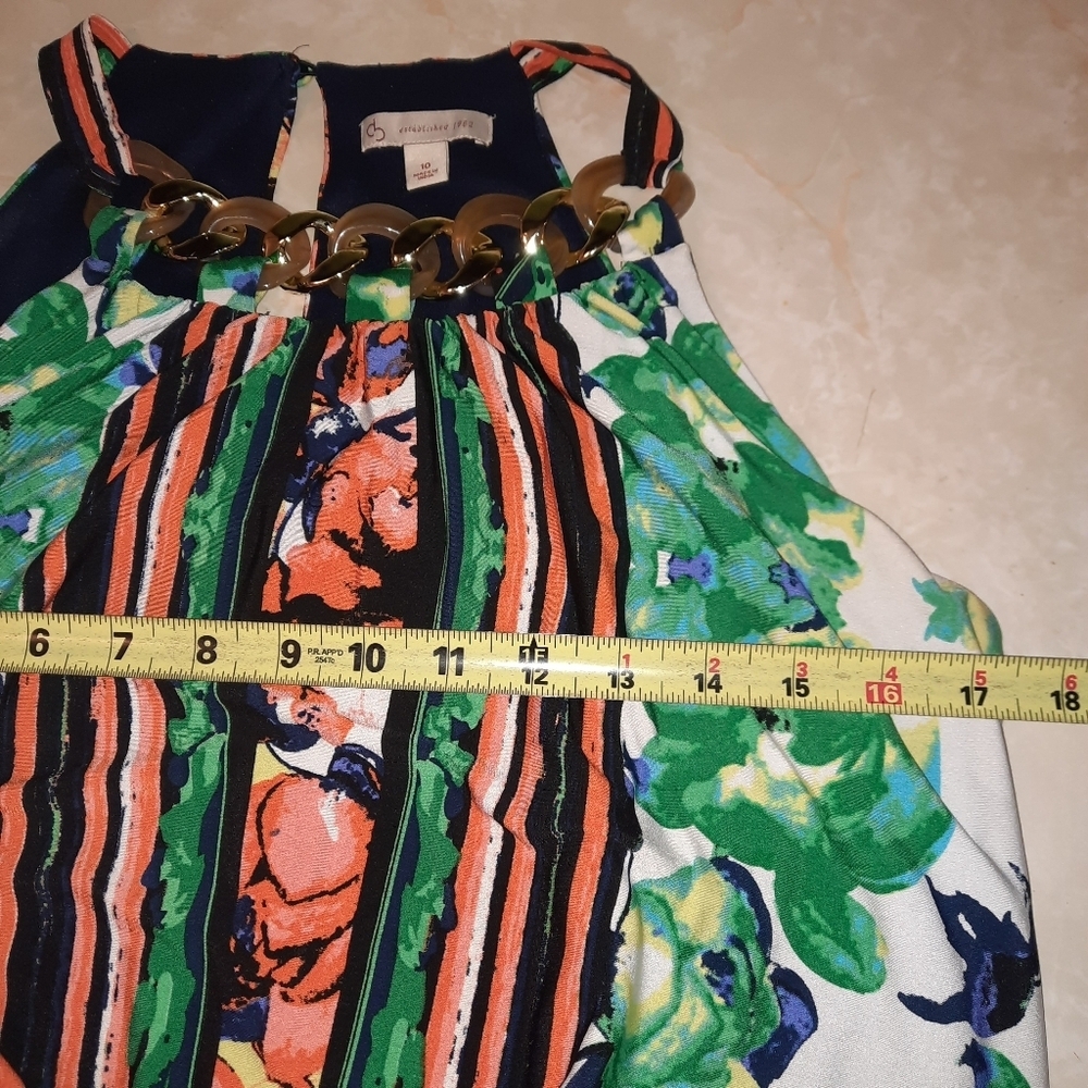 Chetta B Green and Orange Floral Midi Dress - Picture 3 of 10
